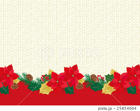 クリスマス ポインセチア ニット背景のイラスト素材