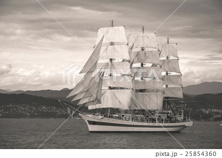 Beautiful old sailing ship in the sea 25854360