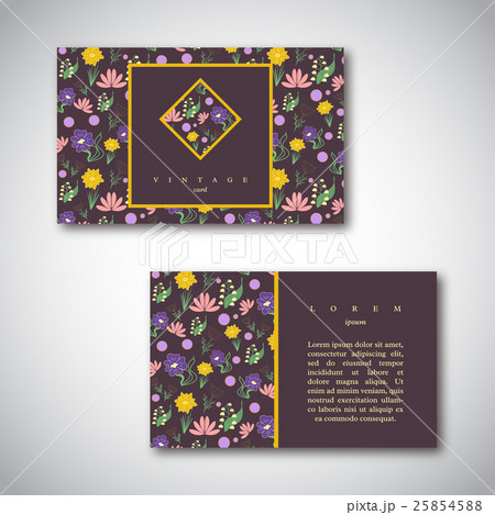 Set of business cards with floral pattern. Set of business cards with floral pattern. 25854588