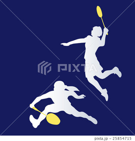 Womens doubles badminton players. Color vector 25854715