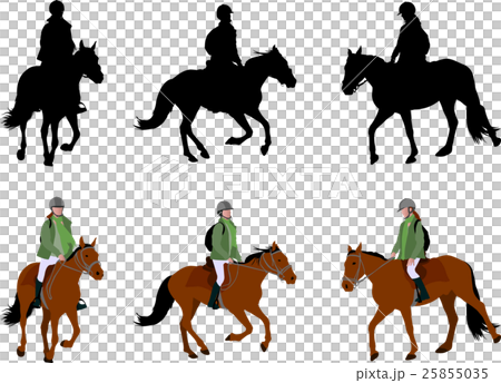 riding a horse - silhouettes and illustration 25855035