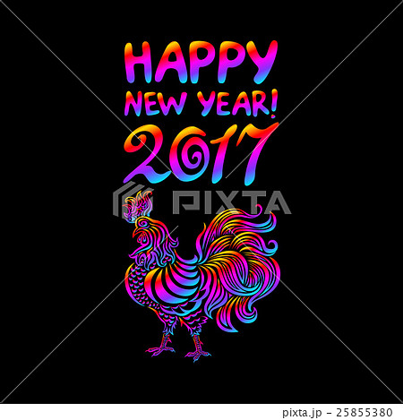Happy new year 2017 rooster Bright Rainbow vectot Happy new year 2017 rooster Bright Rainbow vectot 25855380