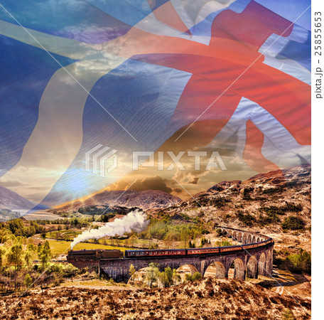 Glenfinnan Railway Viaduct in Scotland with train  25855653