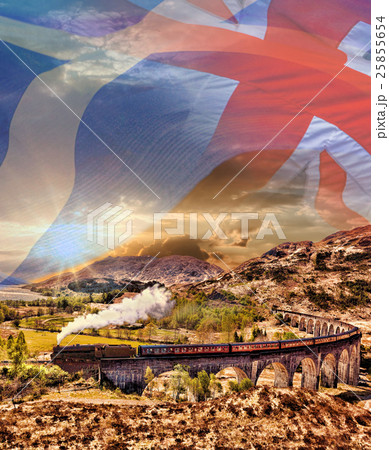 Glenfinnan Railway Viaduct in Scotland with train  25855654