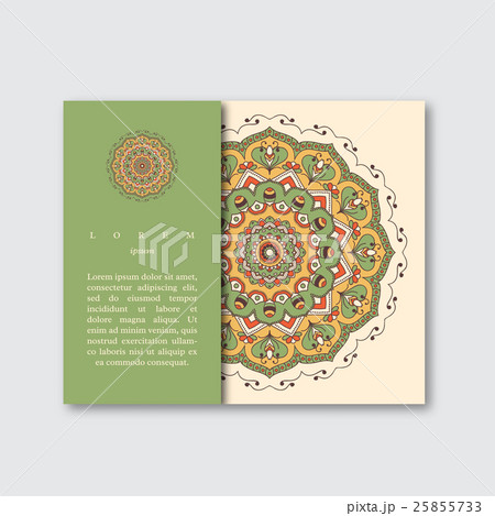 Template for brochure card with  mandala. 25855733