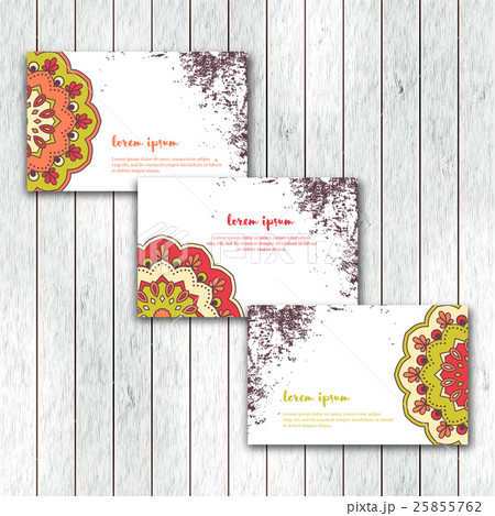 Set of business cards with hand drawn mandala. Set of business cards with hand drawn mandala. 25855762