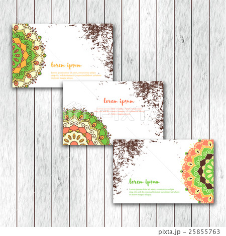 Set of business cards with hand drawn mandala. Set of business cards with hand drawn mandala. 25855763
