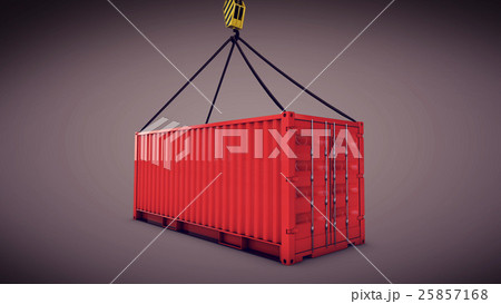 red cargo container with a hook 25857168
