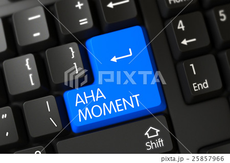 Aha Moment CloseUp of Blue Keyboard Keypad. 3D. 25857966