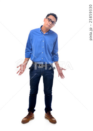 Young man with no money in his pockets on white Young man with no money in his pockets on white 25859330