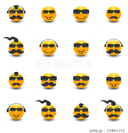 smiley face with sunglasses and mustache