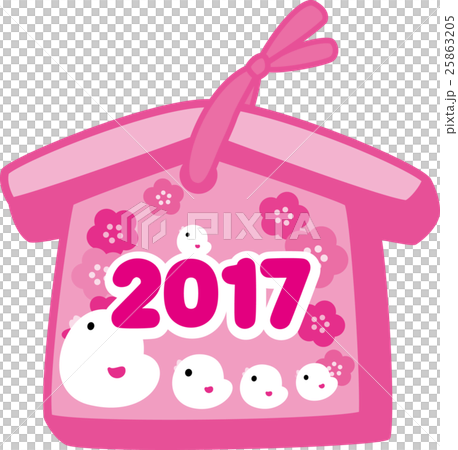 絵馬にわとり親子 酉年2017 梅 ピンク 絵馬にわとり親子 酉年2017 梅 ピンク 25863205