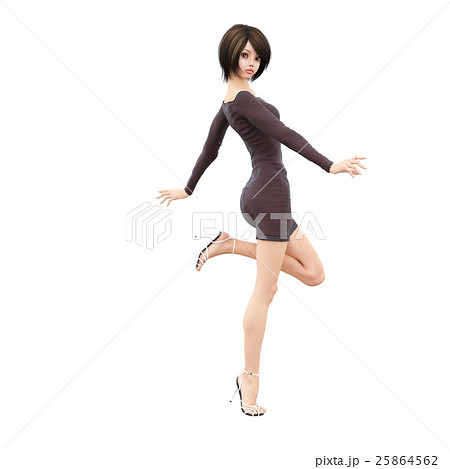 セータードレスの女性　perming3DCGイラスト素材 25864562