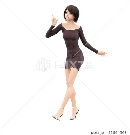 セータードレスの女性　perming3DCGイラスト素材 25864563