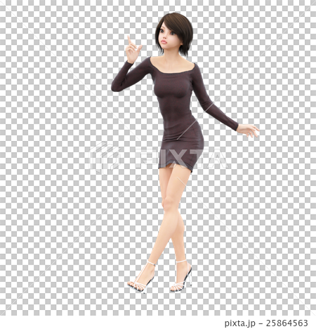 セータードレスの女性　perming3DCGイラスト素材 25864563