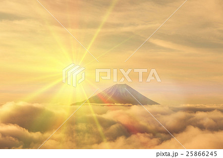 富士山と朝日のイラスト素材