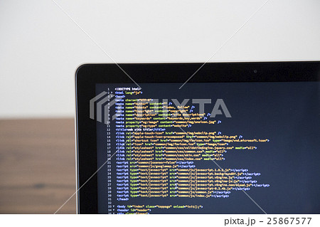 プログラミング画面の写真素材