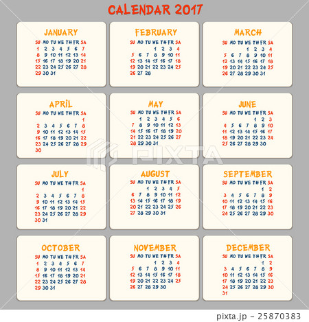 Vector calendar 2017 Vector calendar 2017 25870383