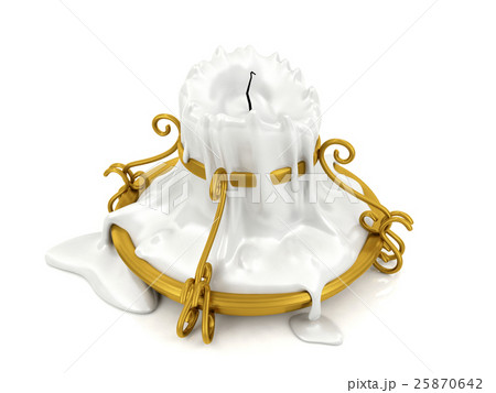 Melted candle and gold candle holder isolated 25870642