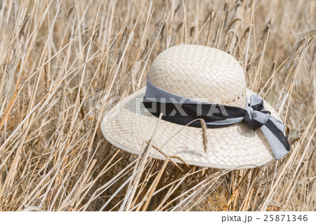 Straw hat on the golden wheat field Straw hat on the golden wheat field 25871346