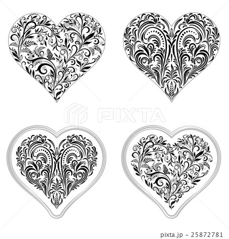 Valentine Holiday Outline Hearts 25872781