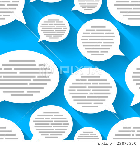 White speech bubbles with text on blue pattern 25873530