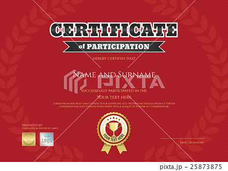 Certificate of participation in red sport theme Certificate of participation in red sport theme 25873875