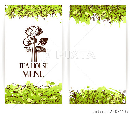 Green tea menu template.  Lotus flouwer logo. 25874137
