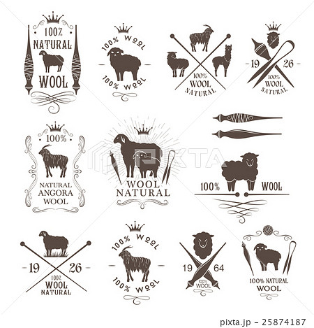Wool labels and emblems collection. 25874187