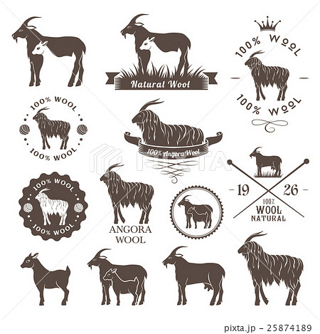 Angora goat emblems collection. Angora goat emblems collection. 25874189