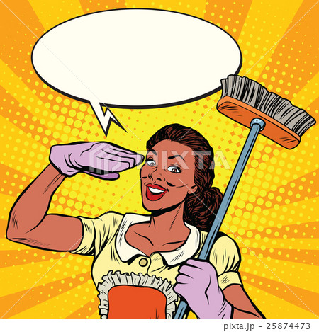 Beautiful woman cleaner with brush for floors Beautiful woman cleaner with brush for floors 25874473