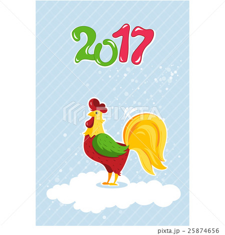 Cartoon rooster characters symbol of 2017 years. 25874656
