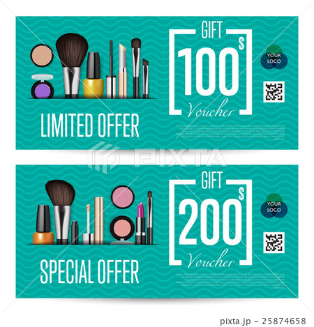 Cosmetics Gift Vouchers with Prepaid Sum Template 25874658