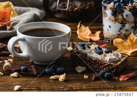 Coffee Cup and Blueberry Toast 25875637