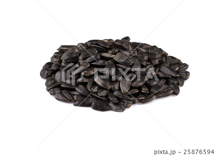 Heap of black sunflower seeds Heap of black sunflower seeds 25876594