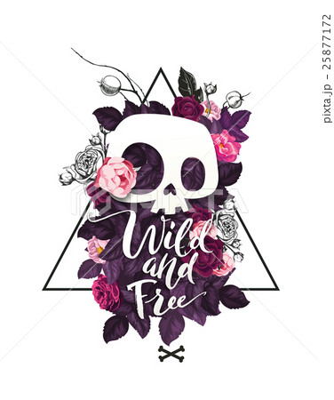 Fashion illustration with cartoon skull & roses 25877172