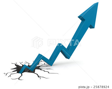 Blue arrow out of broken ground 25878924