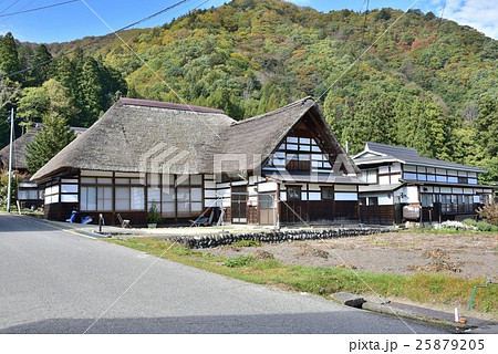 福島県 前沢曲家集落の写真素材