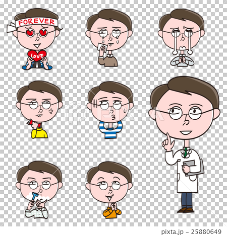 男性　表情とポーズつめあわせ 25880649