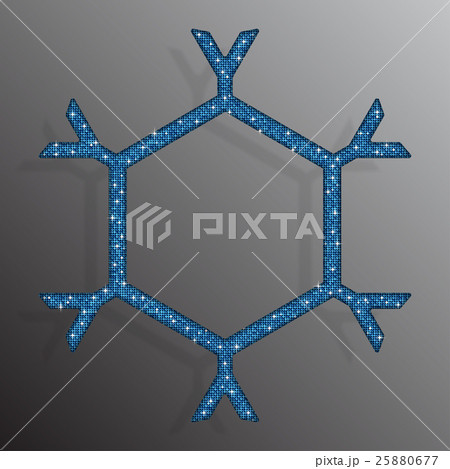 Frame Blue Sequins Snowflake. Glitter, Sparkle. 25880677