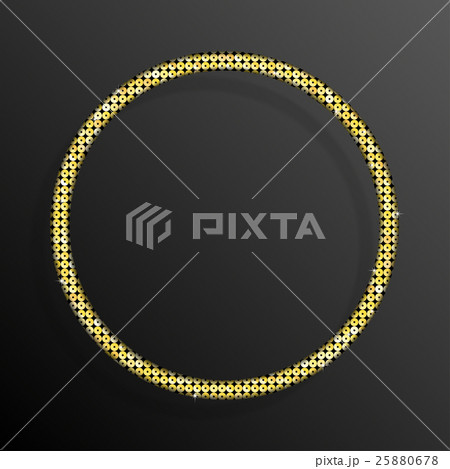 Frame Gold Sequins Circle. Glitter, sparkle. 25880678