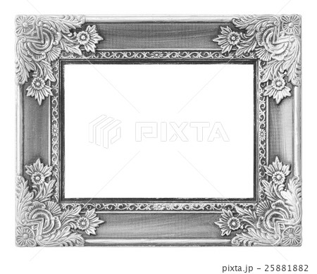 Old antique silver frame on the white background 25881882