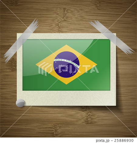 Flags Brazil at frame on wooden texture. Vector Flags Brazil at frame on wooden texture. Vector 25886930