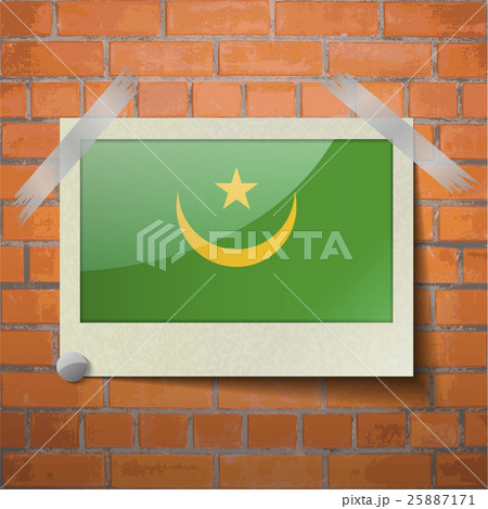 Flags Mauritania scotch taped to a red brick wall Flags Mauritania scotch taped to a red brick wall 25887171