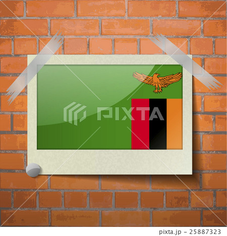 Flags Zambia scotch taped to a red brick wall Flags Zambia scotch taped to a red brick wall 25887323