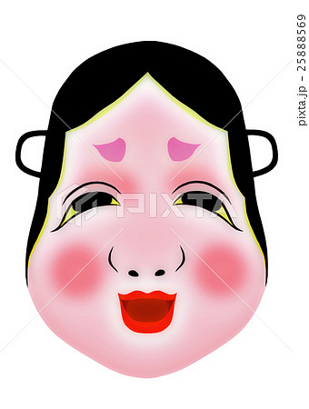 おかめのお面のイラスト素材