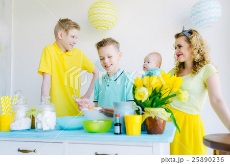 The family makes baking in the kitchen 25890236