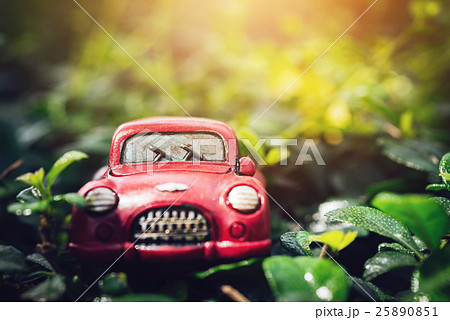 Vintage Red Classic Car in Bokeh Background 25890851