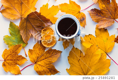 Cup of coffee or tea with lemon Cup of coffee or tea with lemon 25891281