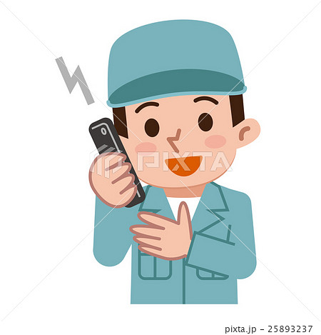 携帯電話をする作業着の男性 携帯電話をする作業着の男性 25893237